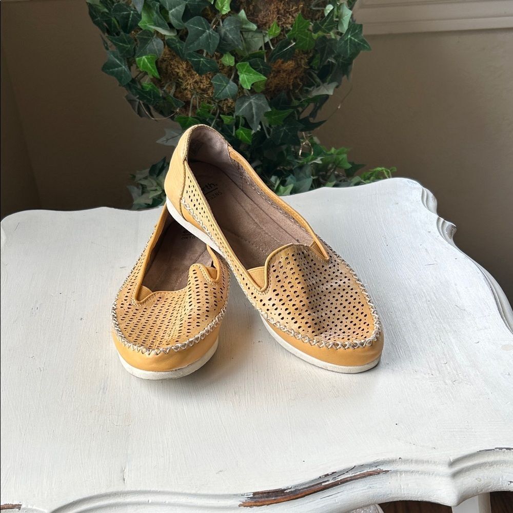 Origins Mustard Perforated Slip On Loafers